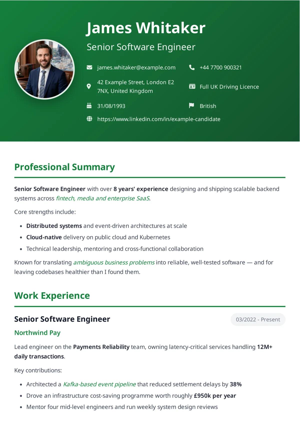 Modern Resume Template Preview
