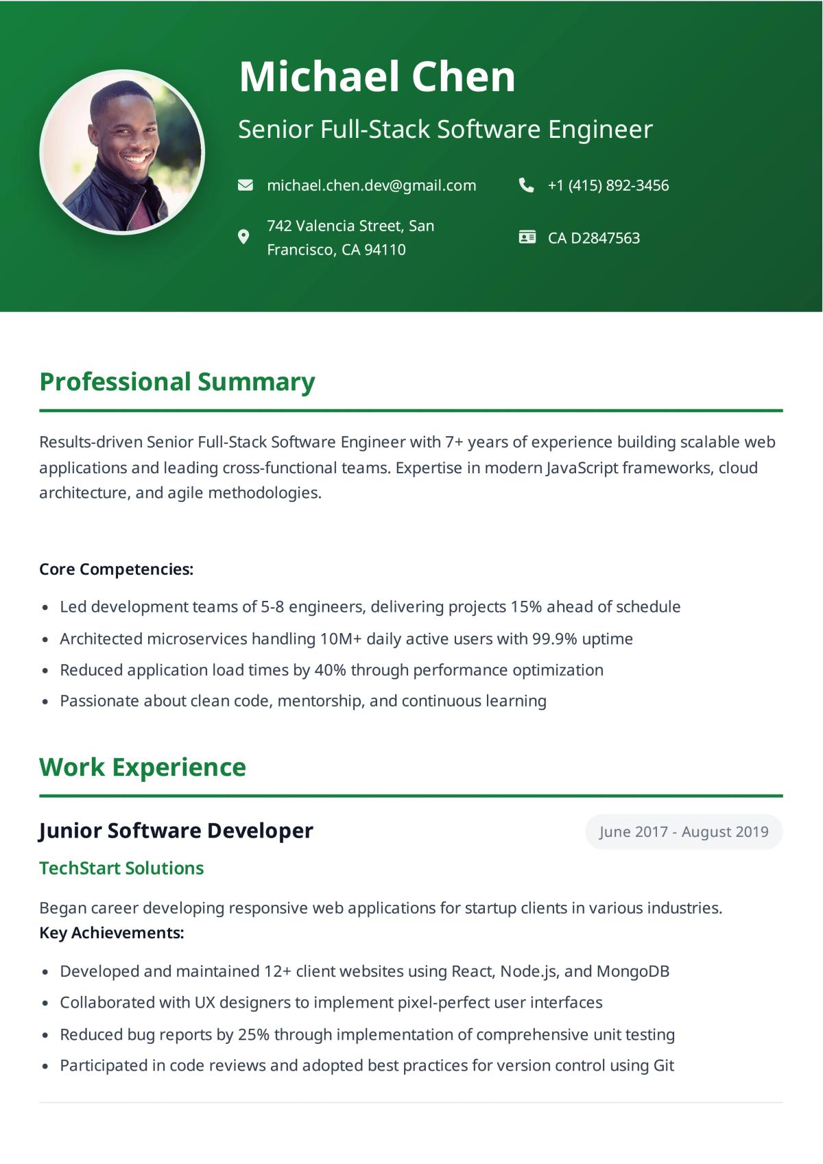 Modern Resume Template Preview